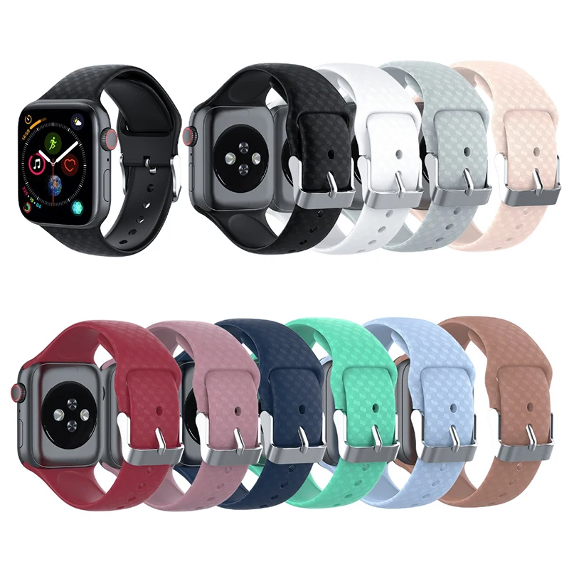 Силиконовый ремешок для apple watch 5 ремешок 44 мм 40 мм iwatch ремешок 42 мм 38 мм тканый узор браслет ремешок для apple watch 4 3 2 1