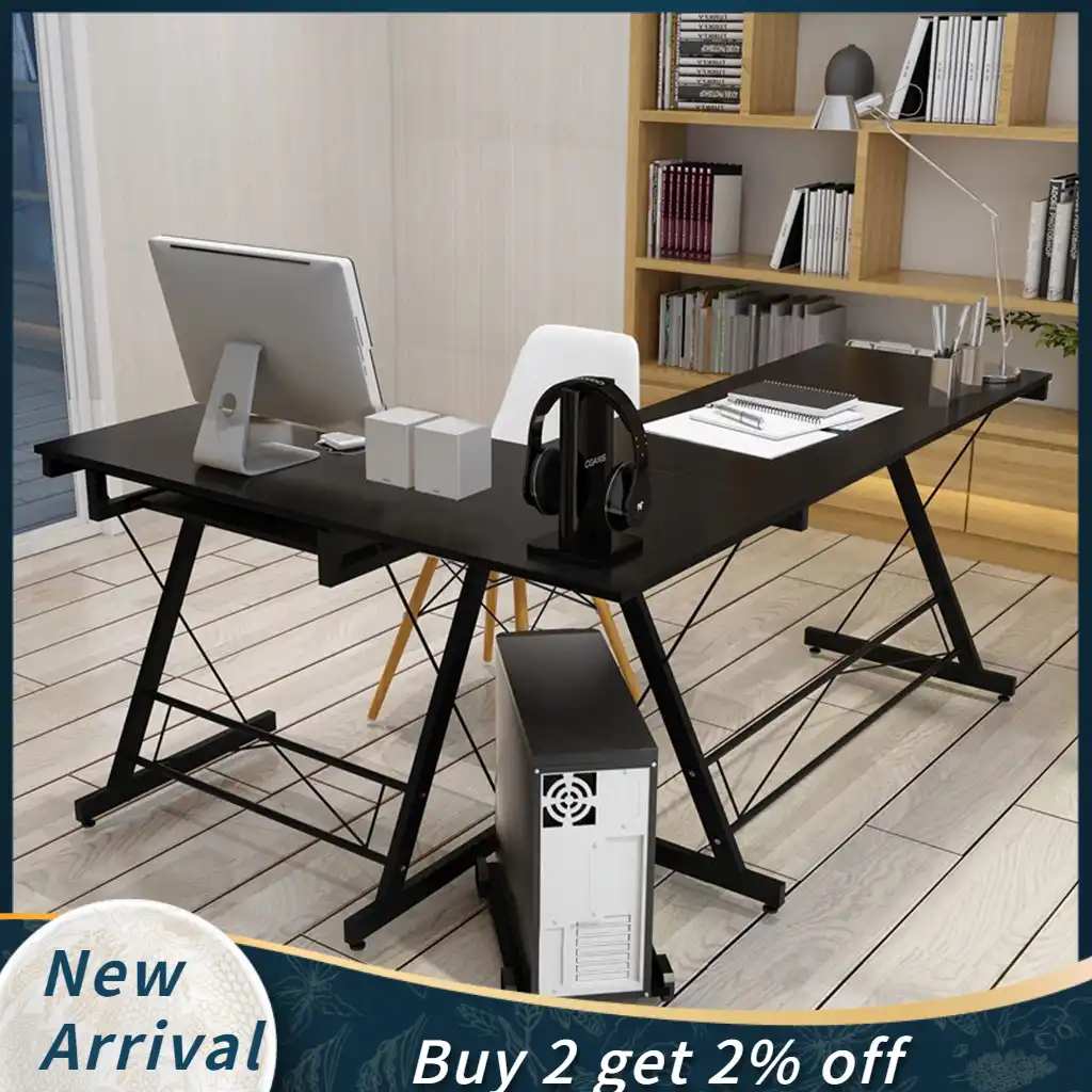 ホームオフィスデスクコーナーデスクコーヒーテーブルコンピュータテーブルスチール木製学習机キーボードescritorio配置局meuble Aliexpress