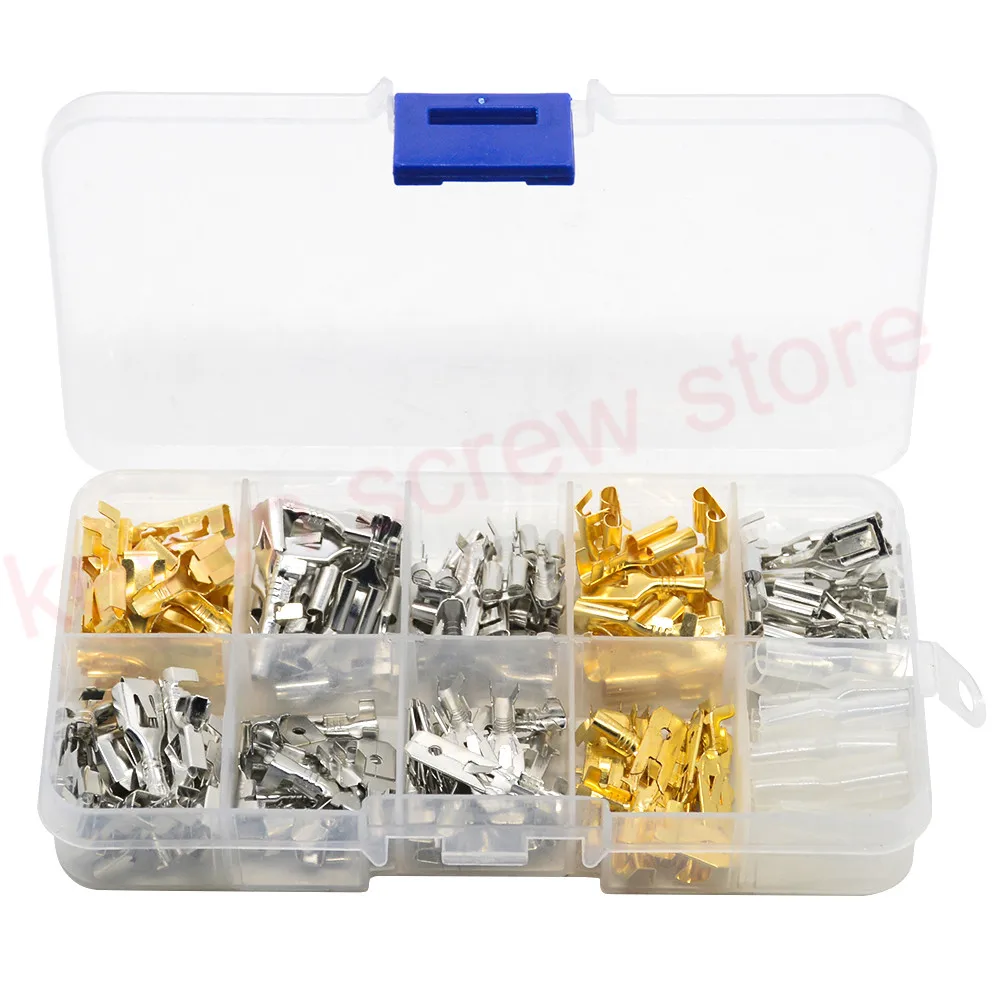 

150PCS/box 6.3mm Female Male Spade Crimp Terminals Sleeve Wire Wrap Connector Automotive