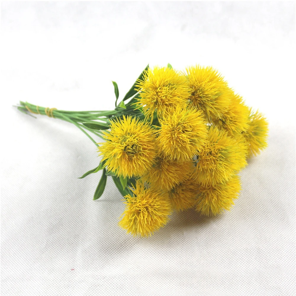 5PCS 26cm Silk Dandelion Flowers Classic Real Touch Decor Green Fake Artificial Flower Party Wedding Home Decorative Supply