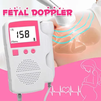 

LCD Curve Display Fetal Doppler Heart rate Monitor Home Pregancy Baby&Fetal Sound Baby Heart Rate Detector No Radiation 2.5MHz