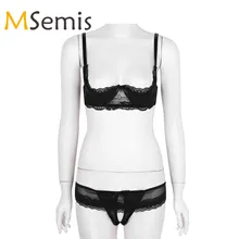 Женские трусы с вырезами, комплект нижнего белья на бретельках, чашка 1/4, бюстгальтер без подкладки с низкой посадкой, кружевные трусы, комплект нижнего белья