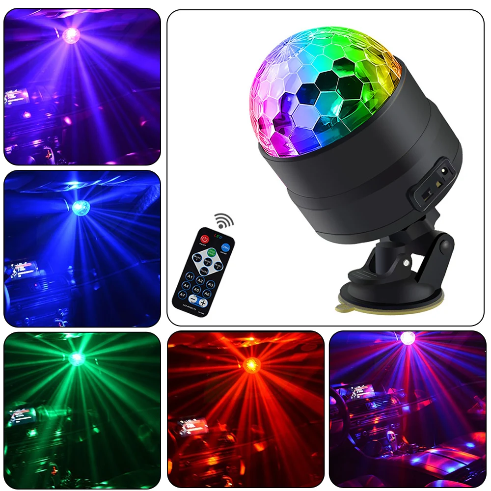 LED Car Bar Stage Light Mini Disco Ball Lights USB RGB Sound Lighting Activated DJ Projector Party Lights For Car Home KTV