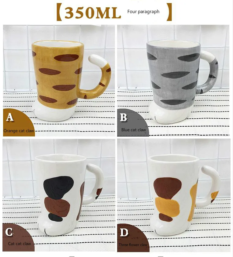 Couple cat claw cup, cute super cute coffee cup, mug ceramic cup, creative household milk water cup