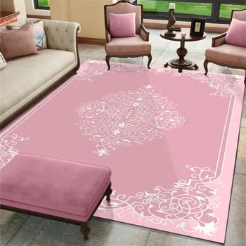 

Simple European-Style Rug Pink Floral Crystal Velvet Carpet Bedroom Living Room Bed Blanket Kitchen Bathroom Door Mat