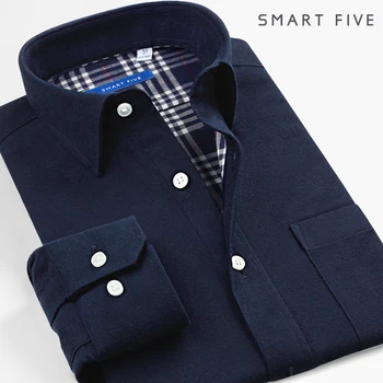 

Keep Warm Shirt Male Thicken Solid Color Slim Fit Business Shirt Double Layer Winter Grinding Wool Shirt Cotton