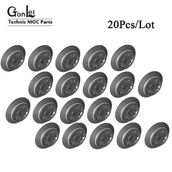 

20Pcs/Lot Train Wheels with Axle Hole Parts For Train track Building Blocks Boy DIY Education Toys Compatible 10254 Train Parts