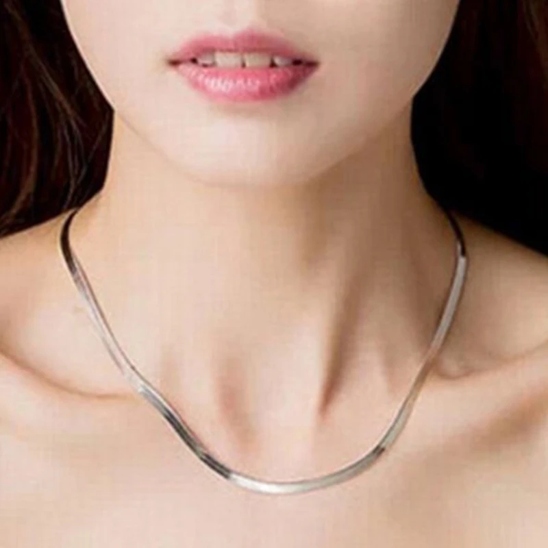 Necklace Unisex Flat Snake Link Chain Lobster Clasp Collares Necklaces Gold Silver Color For Women Men Jewelry | Украшения и