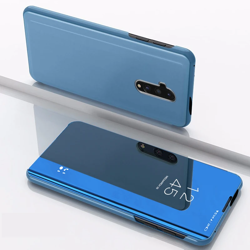 blue Зеркальный смарт-чехол С Откидывающейся Крышкой для Oneplus 7 T Pro 6 5T роскошный полный защитный чехол для One Plus 7 6T 5T 7 Pro чехол с подставкой для телефона - Цвет: blue