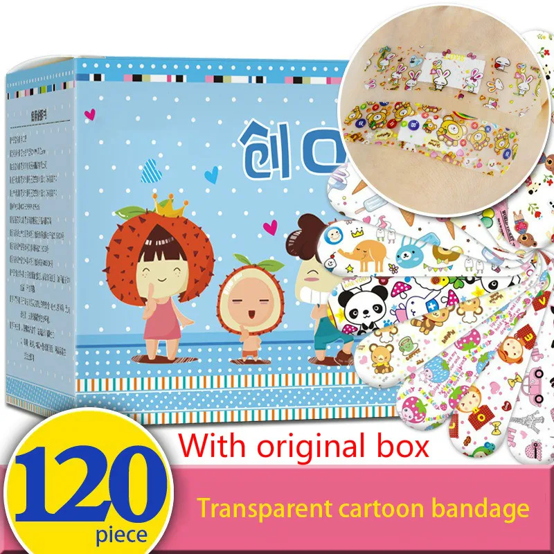 120Pcs WithBluebox 120 шт пластыри с мультяшным рисунком, клейкие повязки, пластырь для ран, первая помощь, гемостаз, пластырь, стерильные наклейки для детей - Цвет: 120Pcs WithBluebox