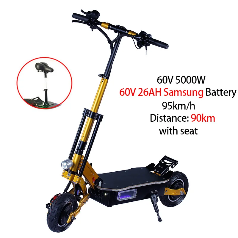 SAMSUNG 60V 26AH 5000 Вт 95KMH высокоскоростной Электрический скутер samsung Аккумулятор складной для взрослых с сиденьем Электрический 2 мотор внедорожный мощный Ховерборд - Цвет: SAMSUNG 60V 26AH