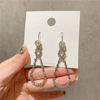 

MENGJIQIAO Wholesale Fashion TV Star Shiny Crystal Hook Dangle Earrings For Women Girl Elegant Twist Oorbellen Party Jewelry