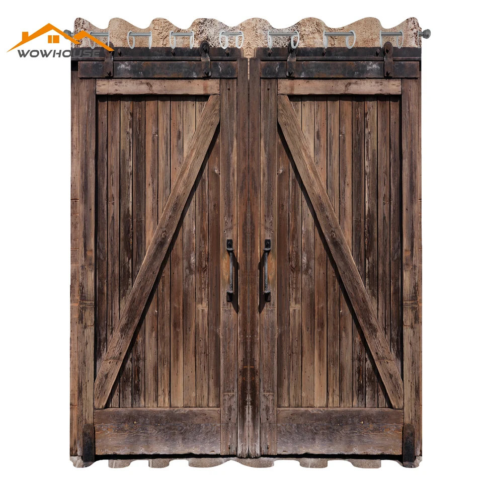 Renaiss 木製ドアカーテン 素朴なヴィンテージ木製納屋ドアプリント Renaiss 木製ドアカーテン 素朴なヴィンテージ木製納屋ドア