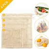 4PCS Reusable Ecological Bags Set for Fruit Vegetable Zero-waste Mesh Popular Cotton Eco friendly Biodegradable Products 1