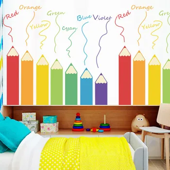 

1PC New Cartoon Colorful Pencil Wall Sticker For Kids Room Living Room DIY Kindergarten Play Room Mural Home Decor 40*60cm NEW