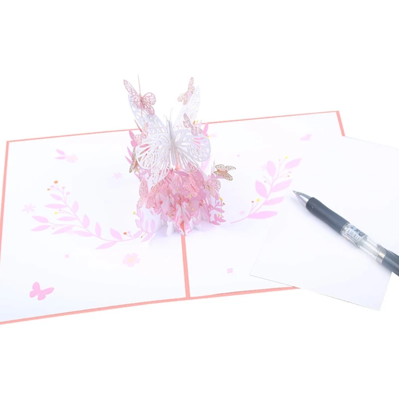 S19Z 3D Pop-Up Butterfly Flower Basket Greeting Card for Birthday Mother's Day Wedding Party Graduation with Envelope | Дом и сад