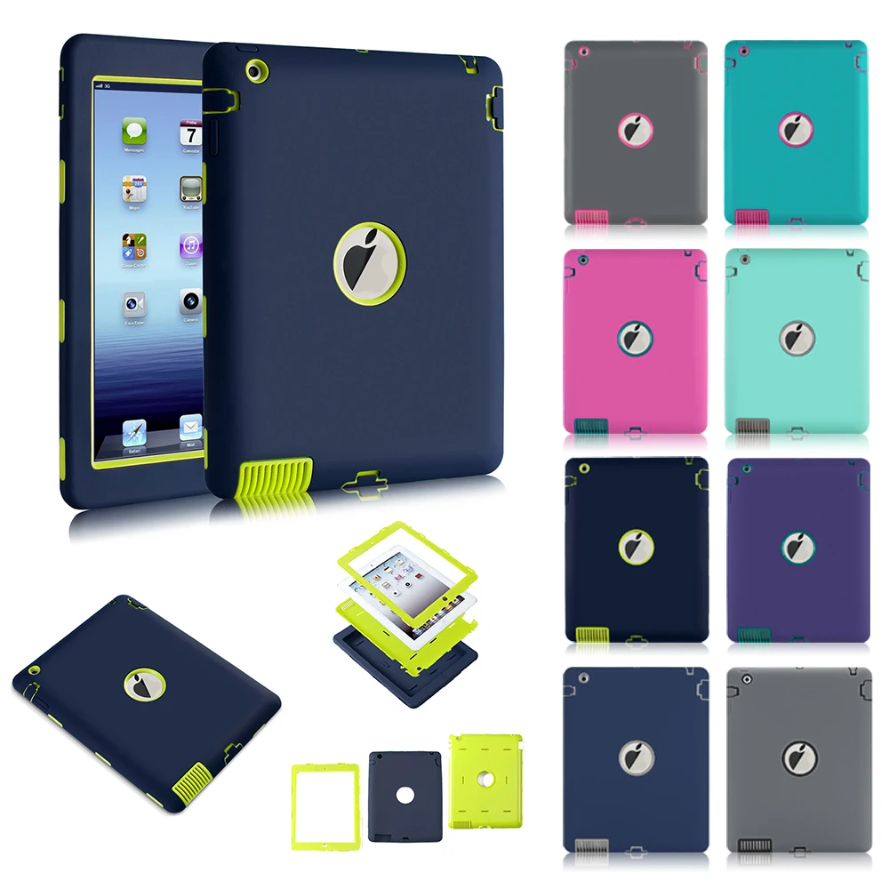 

PC+Silicone Tablet Protective soft shell EBook Anti-fall Case Shockproof Cover For Apple iPad 2 3 4 Easy disassemble Tablet Case