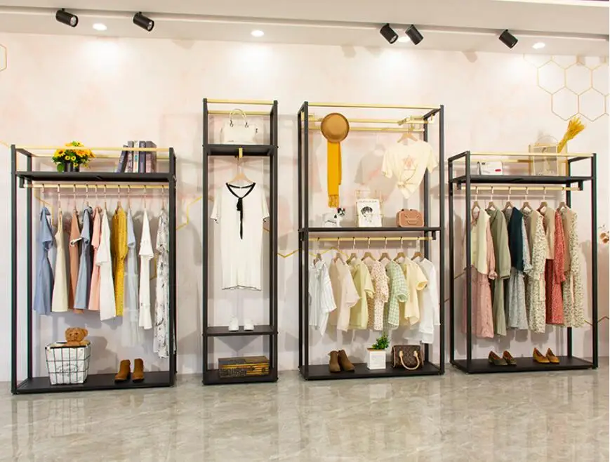 Clothing store display rack floor type men's and women's clothing shelf  display rack new comb…