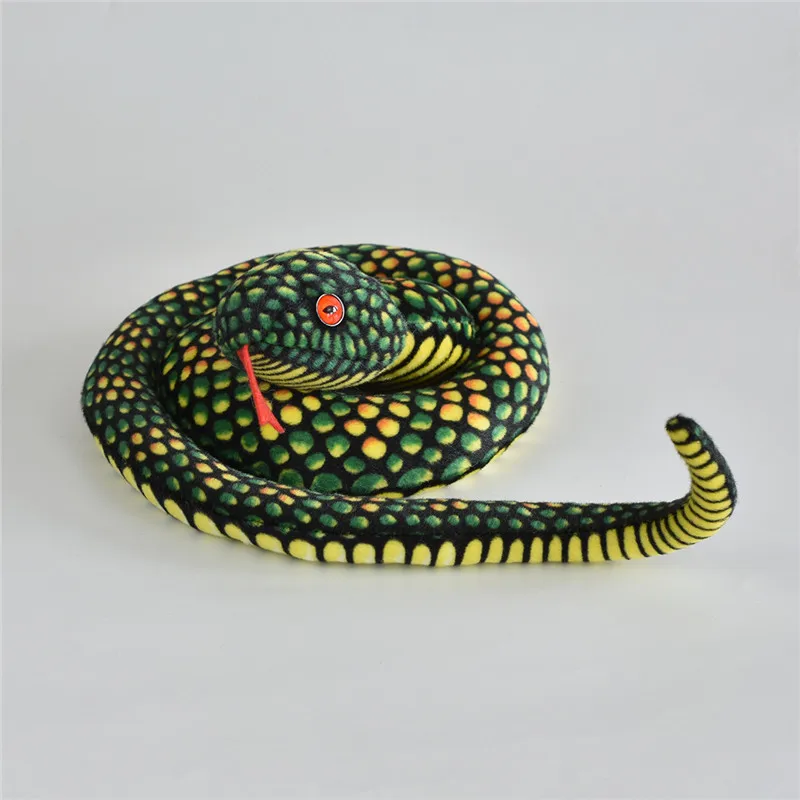 Funny Simulation Cobra and Python Snake Plush Toys Horror Real Life Zodiac Boa Spotted Snake Stuffed Dolls Kids Halloween Party Toys (8)