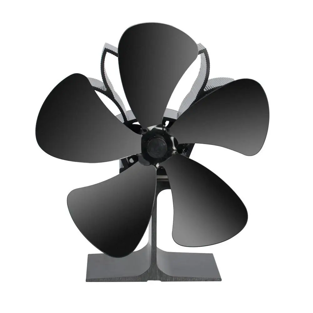 Black Fireplace Fan /8 Blades Heat Powered Stove Fan Log Wood Burner Eco Friendly Quiet Fan Home Efficient Heat Distribution