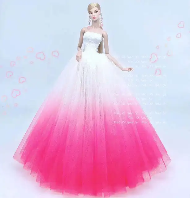 case for barbie doll clothes Princess dress trailing wedding bride marriage dress for barbie accessories toys house ornaments see chart4