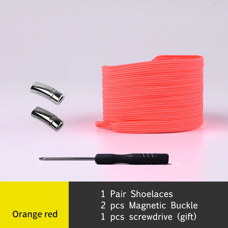Orange Red 1 пара, модная магнитная пряжка для шнурков, эластичная, без шнурков, шнурки для обуви, унисекс, для детей, взрослых, плоские кроссовки, шнурки, шнурки - Цвет: Orange Red