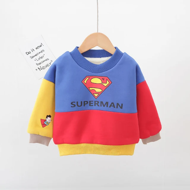 Осенне-зимние толстовки с капюшоном для мальчиков и девочек с Бэтменом, Суперменом, Железным человеком, свитшоты, верхняя одежда, плотная теплая куртка, детская одежда, пуловер, топы - Цвет: As shown