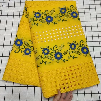 

Most popular Hollowed out 100% Cotton Fabric TYS26 green-royal blue color pattern with stones Swiss Voile Lace dress Fabric