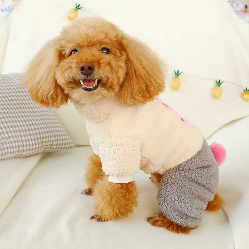 Флисовый комбинезон для собаки с медведем на день рождения, комбинезоны для собак, зимняя Пижама для щенка, Shih Tzu, немецкая одежда для шпица, Pijama Para Perros