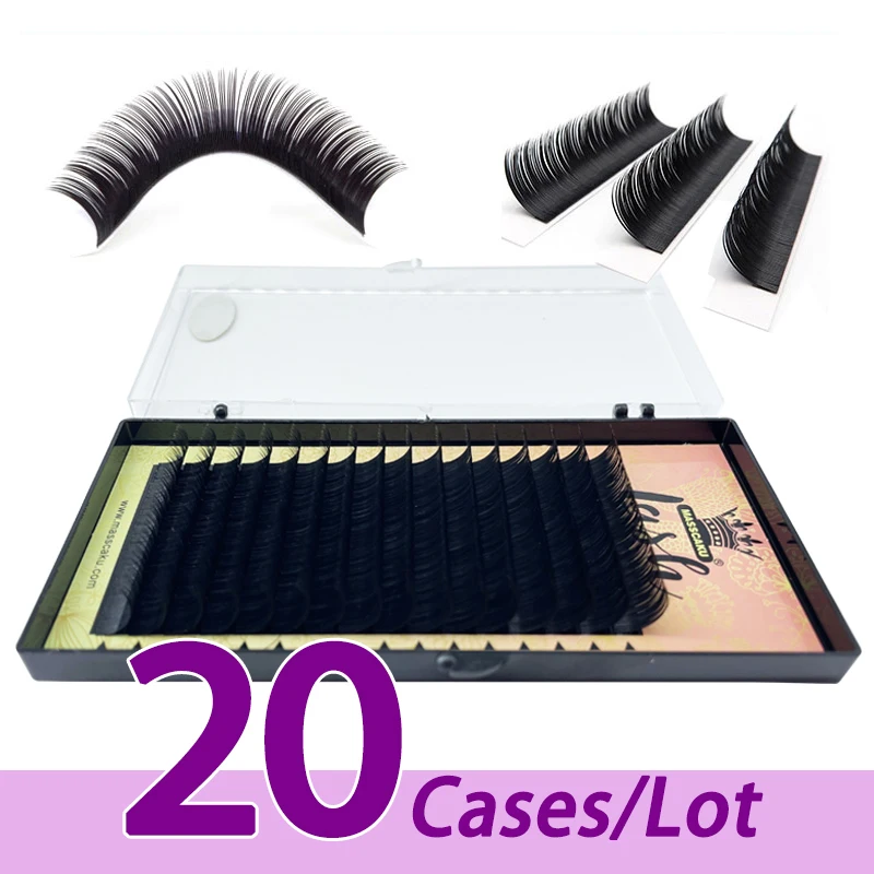 

20case/lot Fast shipping 8-20mm eyelash extension customize private logo supur soft natural C D curl eyelash extensions