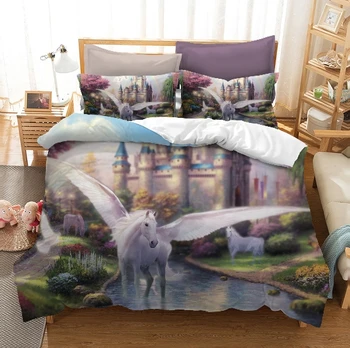 

2020 Kid Home Textiles 3d Unicorn Bedding Set Cartoon Comfortable Set Duvet +Pillowcase Free Shipping TM10