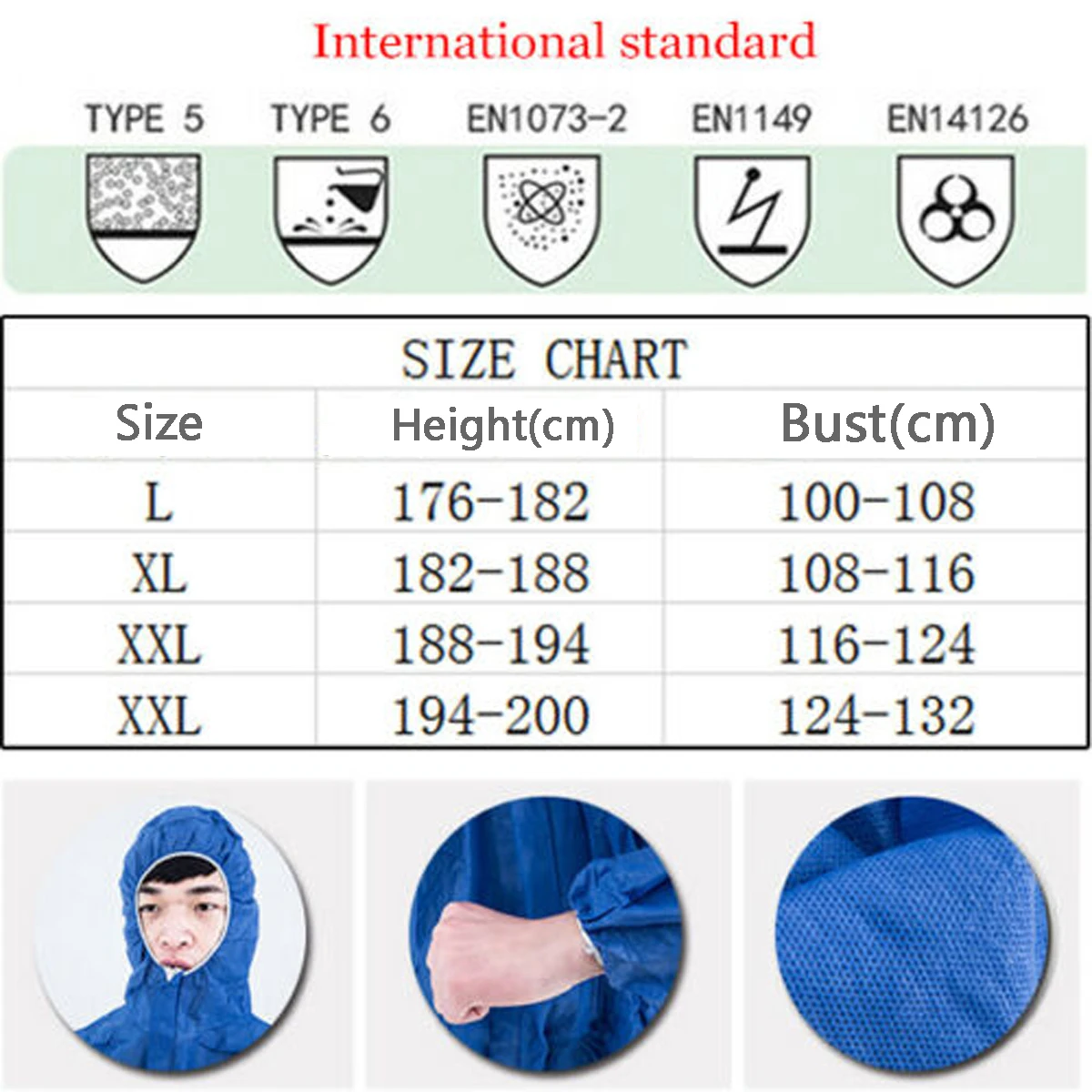 PPE Reusable Coverall Hazmat Suit Protective Suit Disposable Protection Clothing Anti Bacterial Work Medical Isolation Suit PPE Reusable Coverall Hazmat Suit Protective Suit Disposable Protection Clothing Anti Bacterial Work Medical Isolation Suit