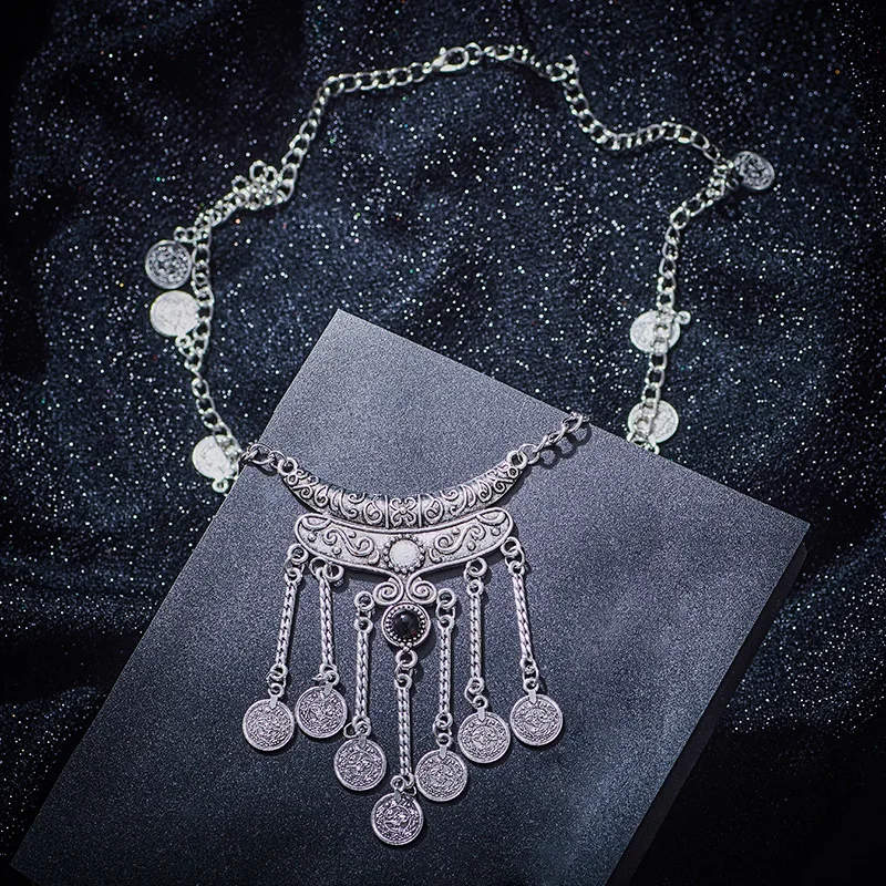 H: HYDE модные античные тайские серебряные цветные ожерелья, массивные подвески, ювелирные изделия, винтажные национальные ожерелья-чокер и кулоны