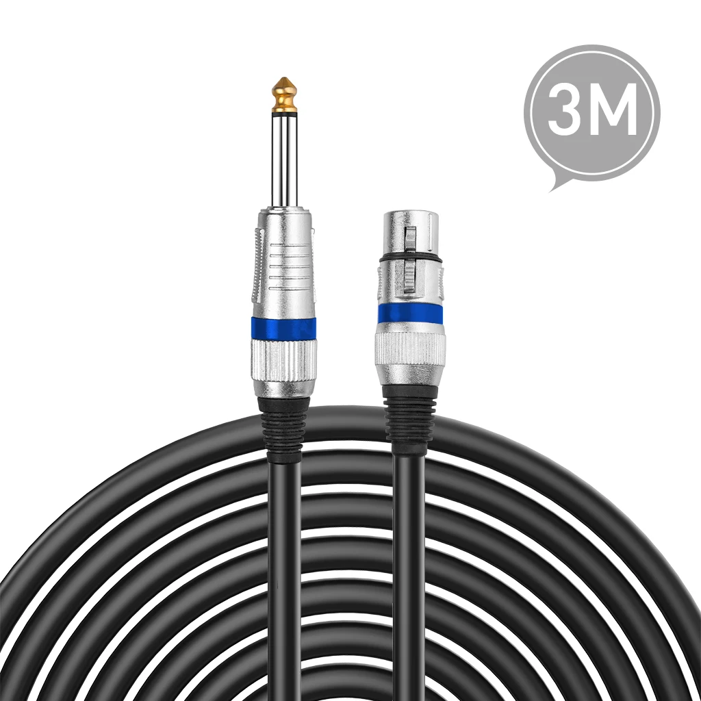 

6.35 mm 1/4" Mono to XLR Male Microphone Cable Quarter inch TS to XLR 3 Pin Unbalanced Interconnect Cable