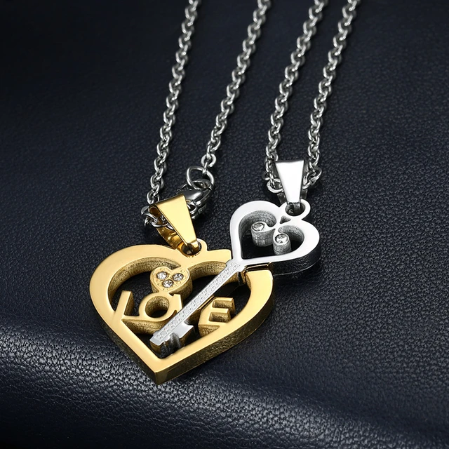 Heart Shape Puzzle Key Pendant Necklace Meaning For Couples Folding Heart  Necklace Bulky Necklaces for Women Fashion Jewelry - AliExpress