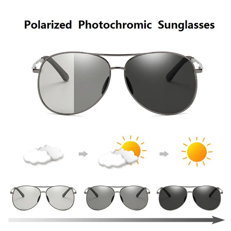 Photochromic Sunglasses Mens Polarized Eyewear Transition Lens Driving Glasses
