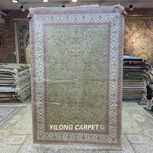 YILONG 4'x6' шелковые персидские ковры ручной работы зеленый Восточный изысканный цветочный ковер(HF303B