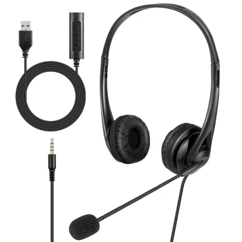 

Wired Gaming Headset with Mic 3.5mm/USB Plug Over-Ear Office Headphone with Mic Volume Control for PC Mobile Phone