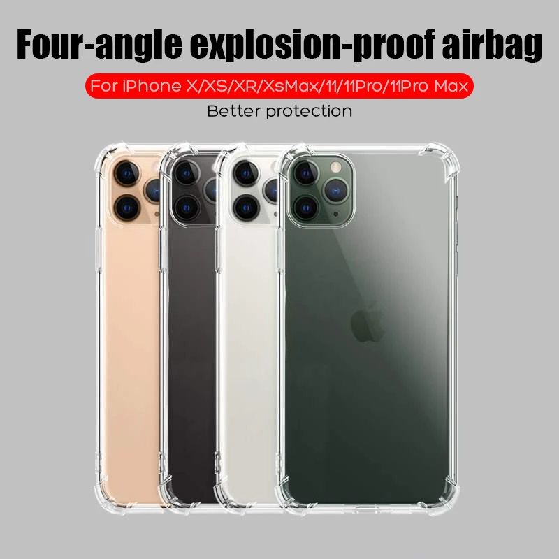 

Luxury Shockproof Phone Case For iPhone 11 Pro Max X XR 5 5s Transparent Silicone For iPhone 7 8 6 6s Plus XS Max 8 11 Pro Case