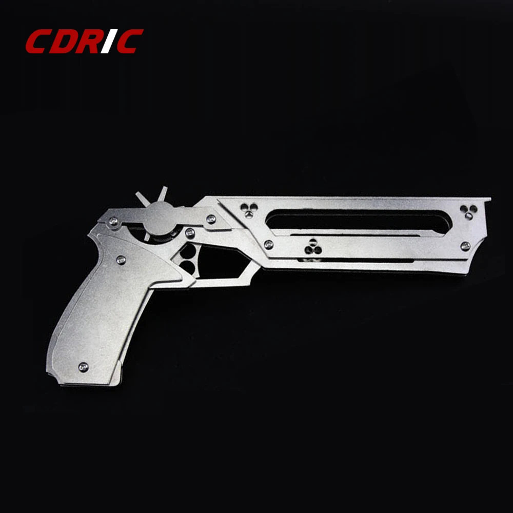 

Safety Pistol Stainless Steel Rubber Band Gun With 6 Consecutive Launche For Children's Toy Kid's Birthday Gift Collection