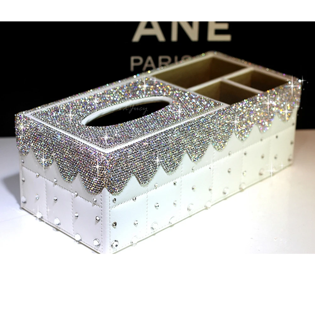 Роскошные Bling специальные стразы декоративная ткань коробка ручной работы держатель подлокотник блок стиль для автомобиля офис