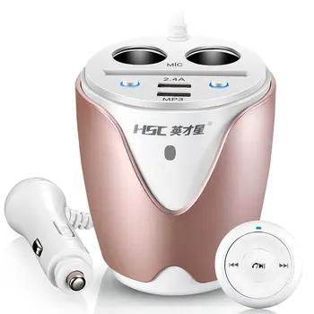 

HSC-105 Car Charger Dual USB Wireless FM Transmitter MP3 Player Audio Card Slots Cigarette Lighter+Remote Control