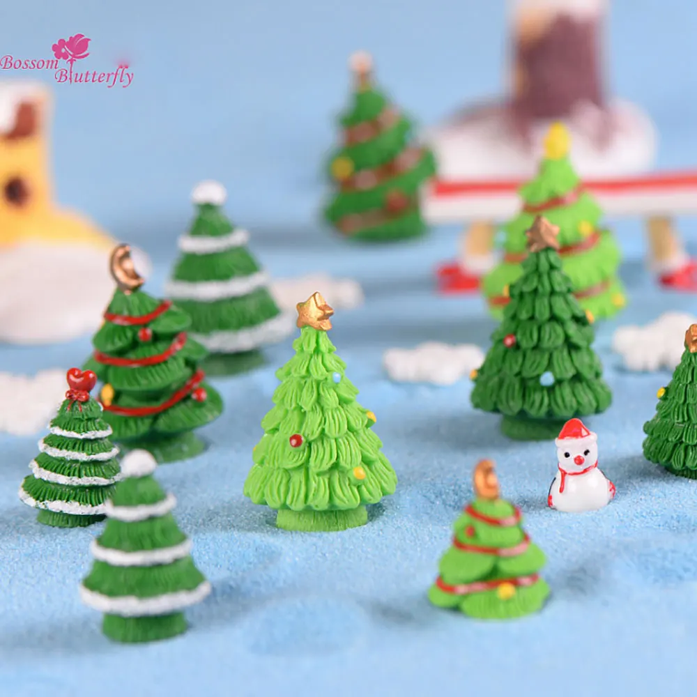 home deco Christmas micro landscape miniature figurines accessories Christmas tree ornaments resin crafts lovely home decoration