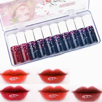 

Blue ZOO 10pcs Mini Lipstick Set Waterproof Long Lasting Colorfast Lip Gloss Kit Cosmetics