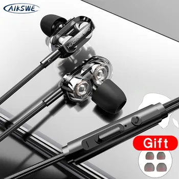

AIKSWE 3.5mm Wired In-Ear Dynamic Earphones Subwoofer With Mic Earpiece Comforted Earbud Volume Control Stereo Sport Headset
