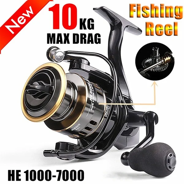 

Fishing Reel 5.2:1 High Speed Metal Spool Spinning Reel HE7000 Max Drag 10kg Saltwater carp Reel