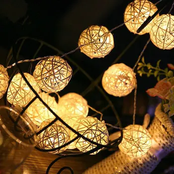 

2.5M 5M 40 LED String Lights Rattan Ball Garlands Holiday Wedding Party Decoration LED String Christmas Fairy Light For Outdoor