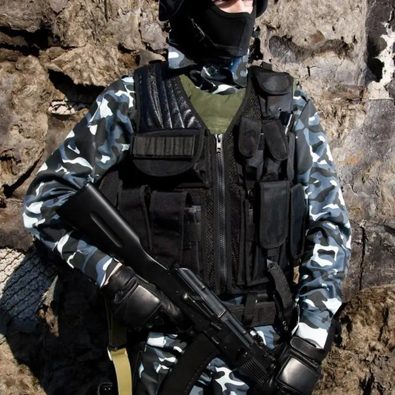 Мужской военный тактический жилет Пейнтбол водонепроницаемый MOLLE, охота жилет штурмовая стрельба охотничья тарелка Перевозчик с кобурой