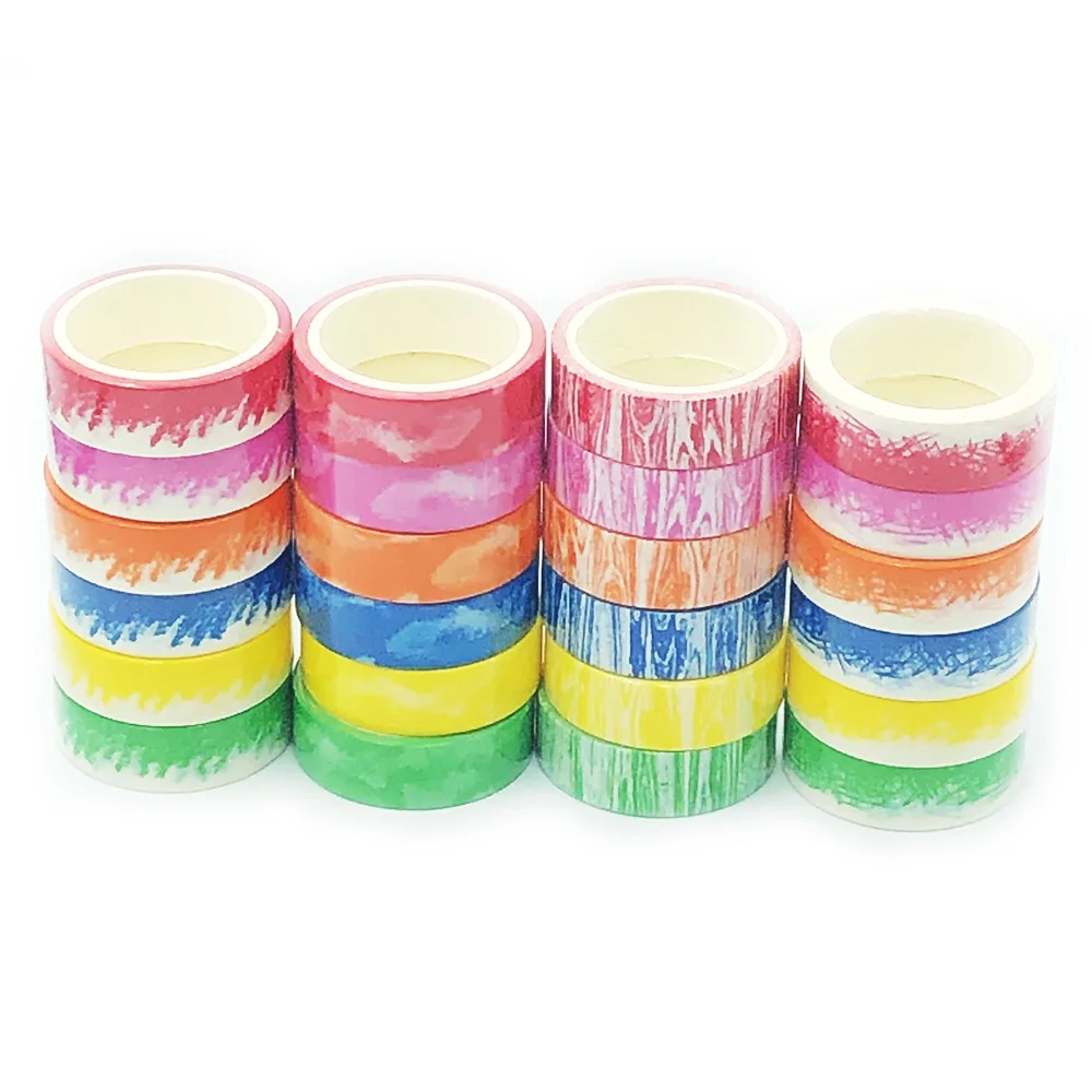 

Crayon Washi Tape Set Rainbow Decorative Adhesive Tape DIY Scrapbook Deco Tape Escolar Bullet Journal Tape Solid Mask Paper Tape
