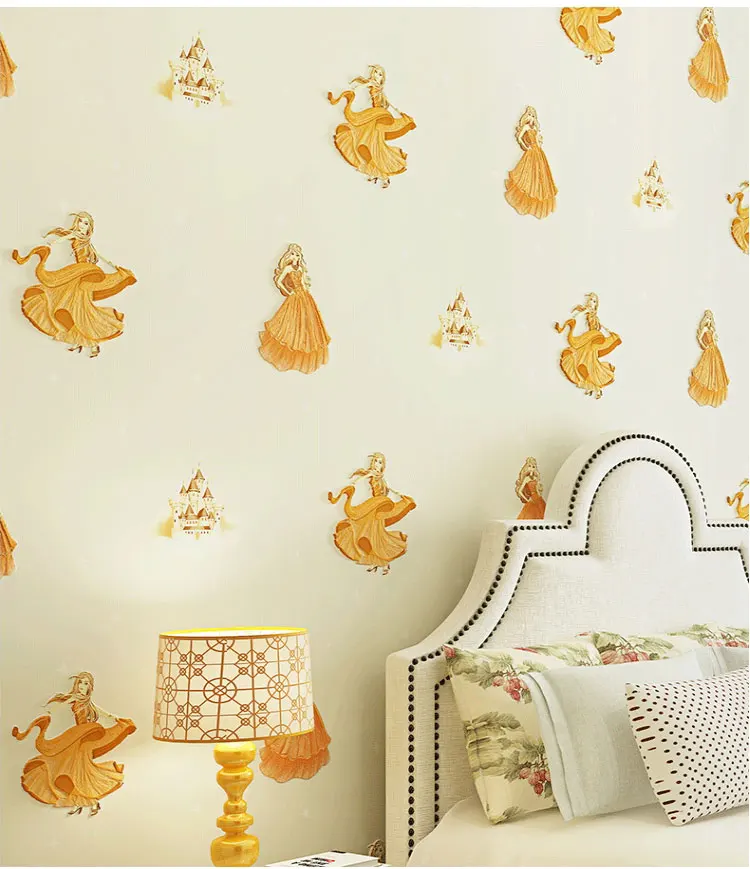 Современные 3D Танцующая девочка дети мультфильм обои розовый синий бежевый фиолетовый милый детский Декор в спальню принцесса стены рулон бумаги